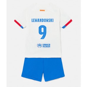 Barcelona Robert Lewandowski #9 Dětské Venkovní dres komplet 2023-24 Krátký Rukáv (+ trenýrky)